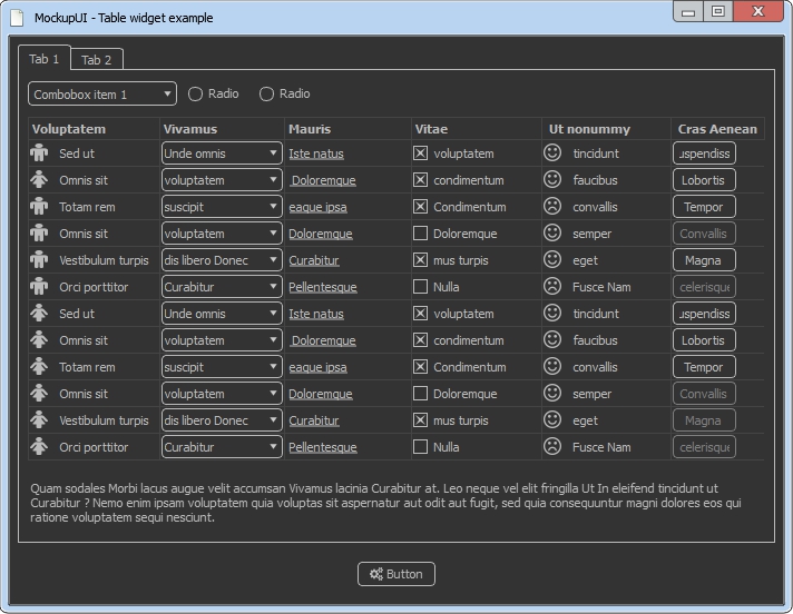 MockupUI - Table widget example